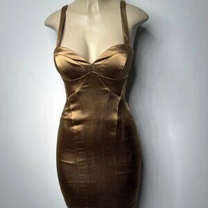 BEBE satin corset-style bodycon mini SMALL